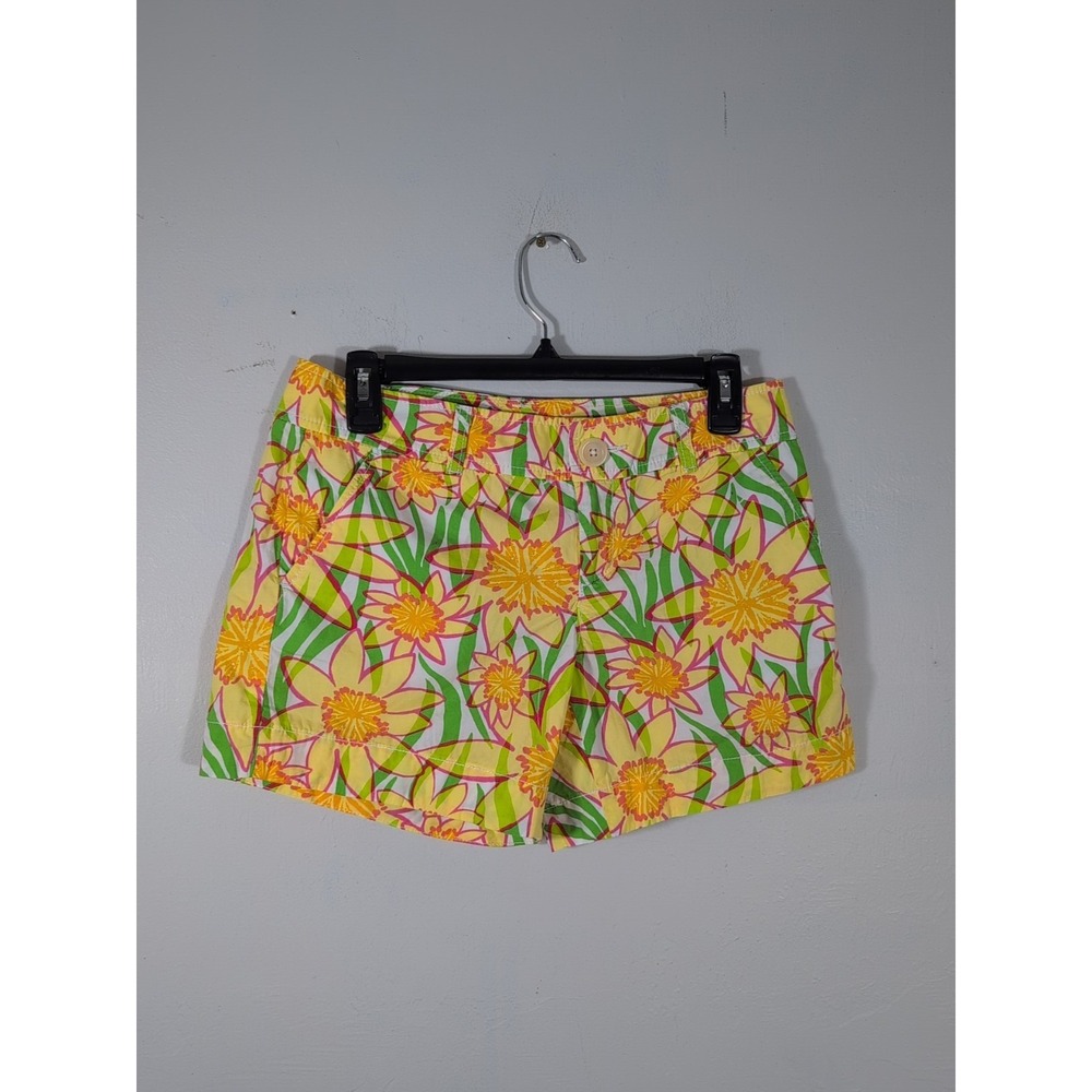 Lilly Pulitzer Yellow Flower Print‎ Shorts Women's SZ 2
